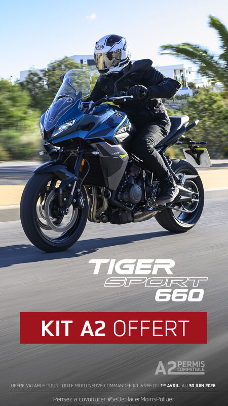 Kit de bridage A2 offert pour tout achat d'une Triumph Tiger Sport 660